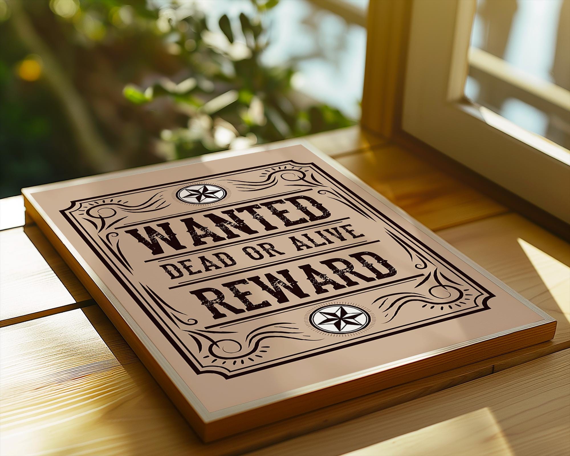 Vintage 'Wanted' Poster | Western Cowboy Reward Sign wall art print, modern home decor, unframed artwork by Nomad & Nest