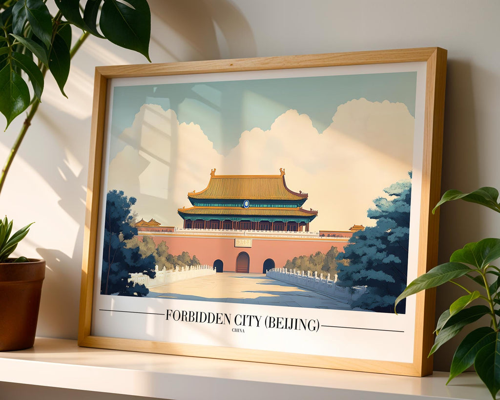 Forbidden City Beijing Poster | Chinese Architecture Travel Print wall art print, modern home decor, unframed artwork by Nomad & Nest