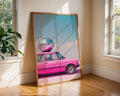 Colourful Prints | Pink Disco Car Print | Retro Pop Art for Fun Homes wall art print, modern home decor, unframed artwork by Nomad & Nest