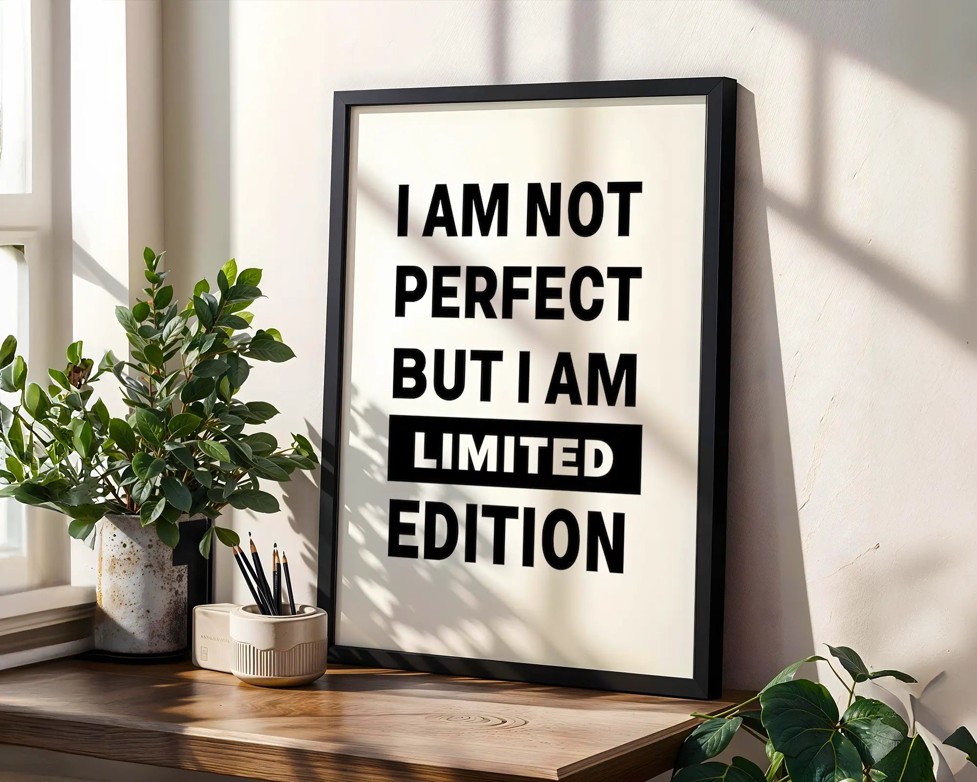 Positive Emotion | I Am Not Perfect Limited Edition Wall Art | Bold Typography Quote | Confident Statement Decor | Modern Minimal Print wall art print, modern home decor, unframed artwork by Nomad & Nest