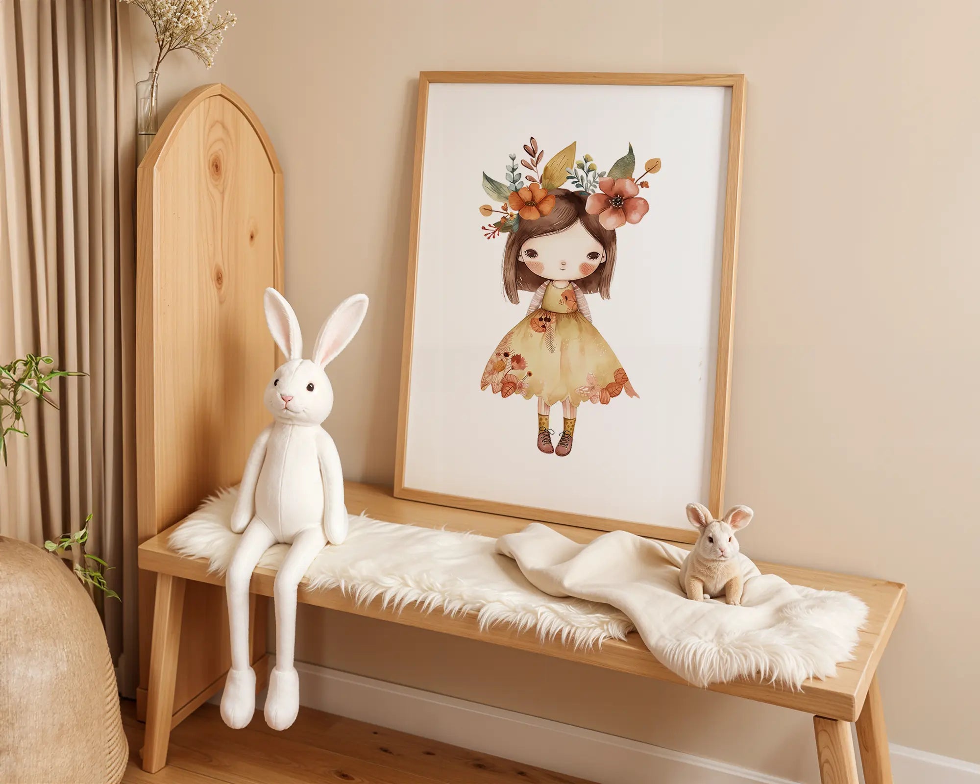 Playroom Ideas | Autumn Girl Nursery Wall Art | Floral Fall Baby Print wall art print, modern home decor, unframed artwork by Nomad & Nest