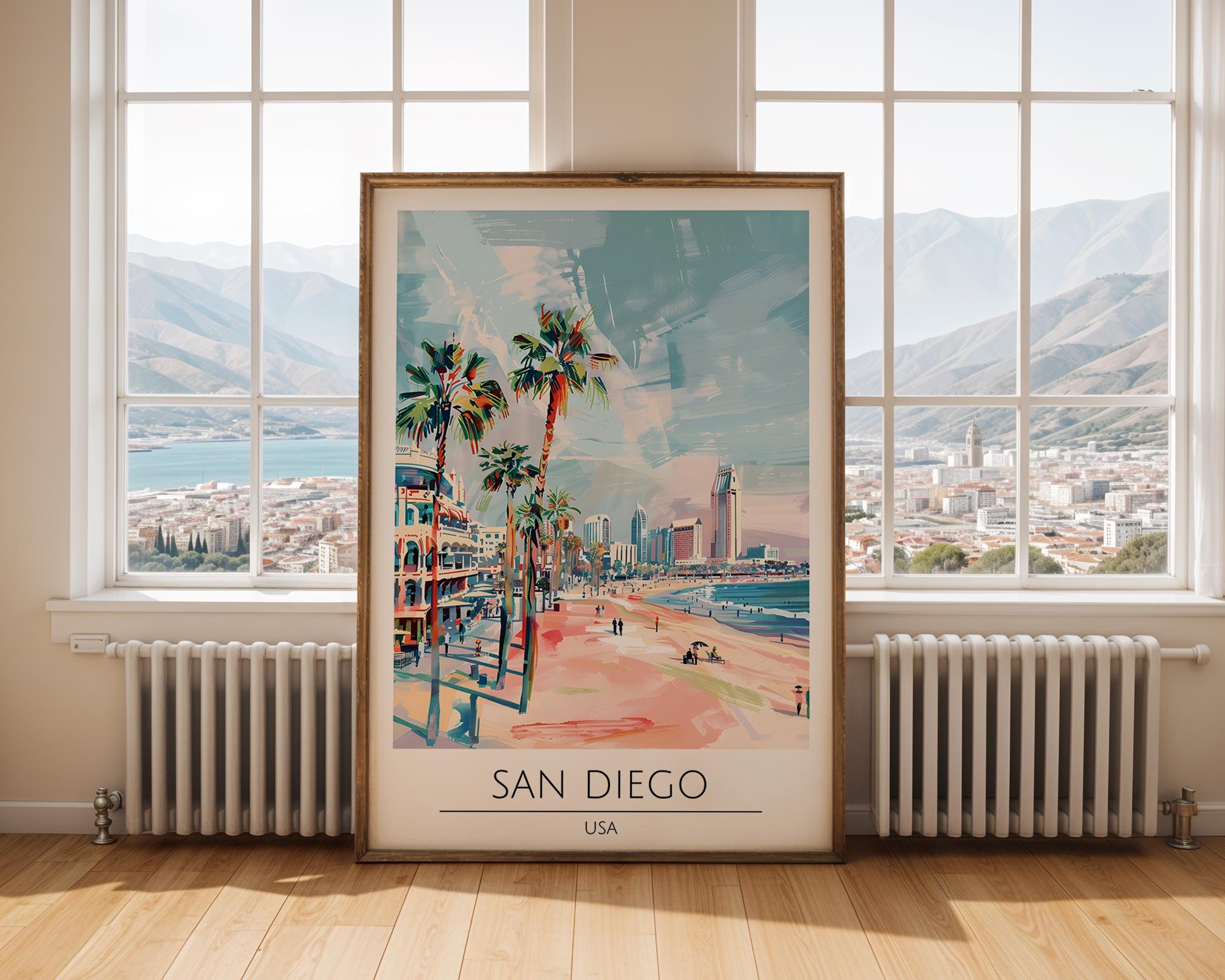 San Diego Skyline Art Print | California Beach Travel Poster wall art print, modern home decor, unframed artwork by Nomad & Nest