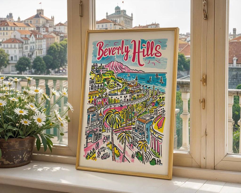 Beverly Hills Art Print | California Coastal Illustration wall art print, modern home decor, unframed artwork by Nomad & Nest