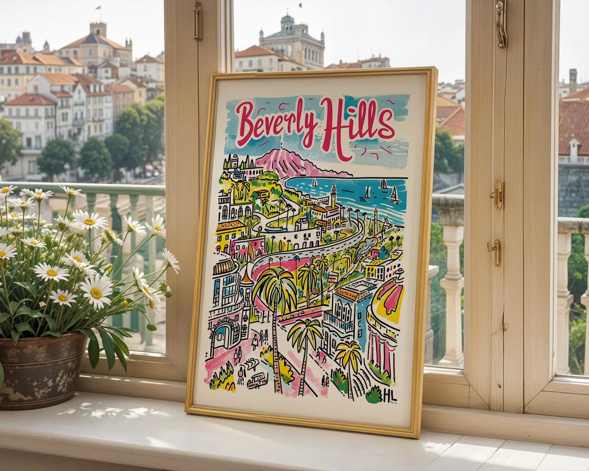 Beverly Hills Art Print | California Coastal Illustration wall art print, modern home decor, unframed artwork by Nomad & Nest