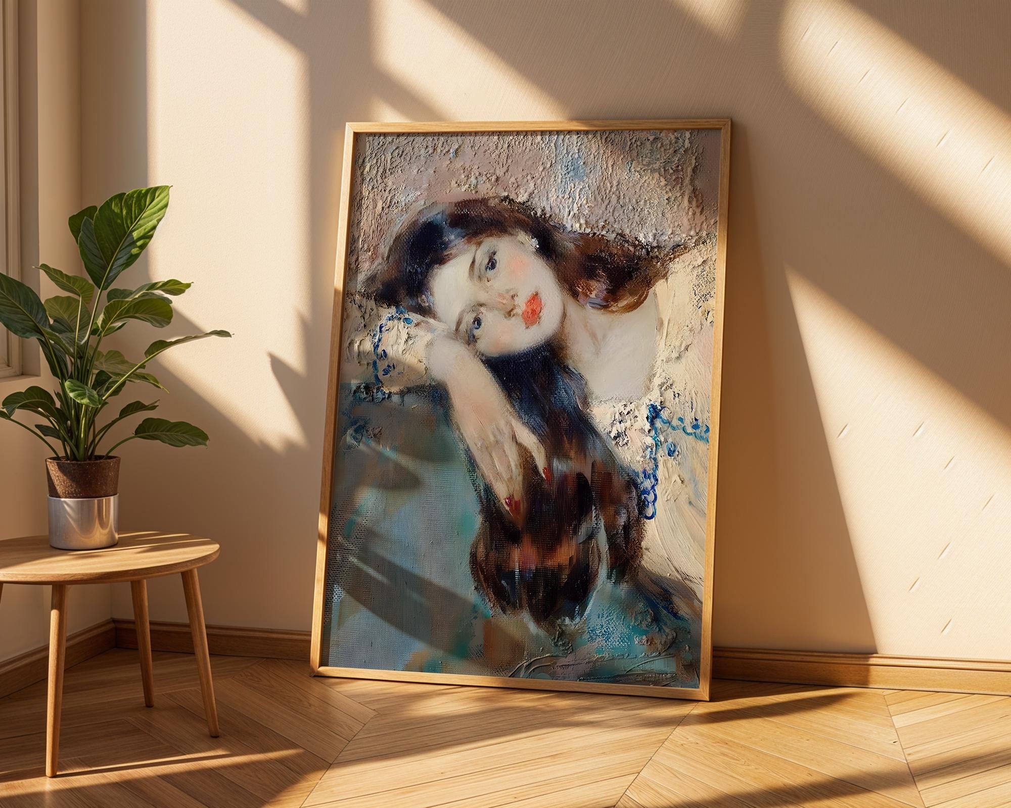 Dreamy Woman Portrait Art Print | Impressionist Textured Poster wall art print, modern home decor, unframed artwork by Nomad & Nest