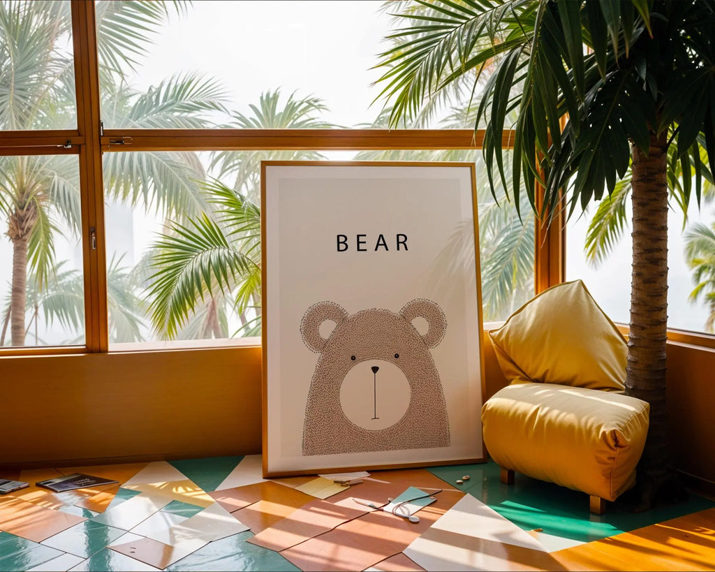 Minimalist Bear Nursery Print | Scandinavian Kids Room Decor wall art print, modern home decor, unframed artwork by Nomad & Nest