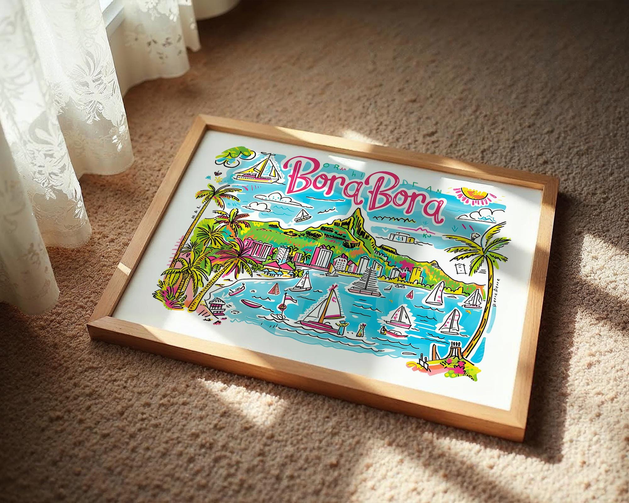 Bora Bora Travel Poster | Colorful French Polynesia Art Print wall art print, modern home decor, unframed artwork by Nomad & Nest