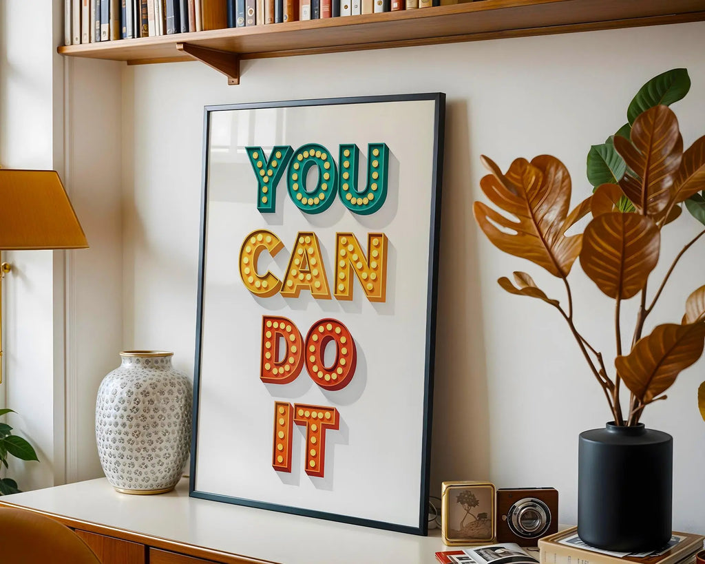 Positive Emotion | You Can Do It Wall Art | Retro Typography Print Motivational wall art print, modern home decor, unframed artwork by Nomad & Nest