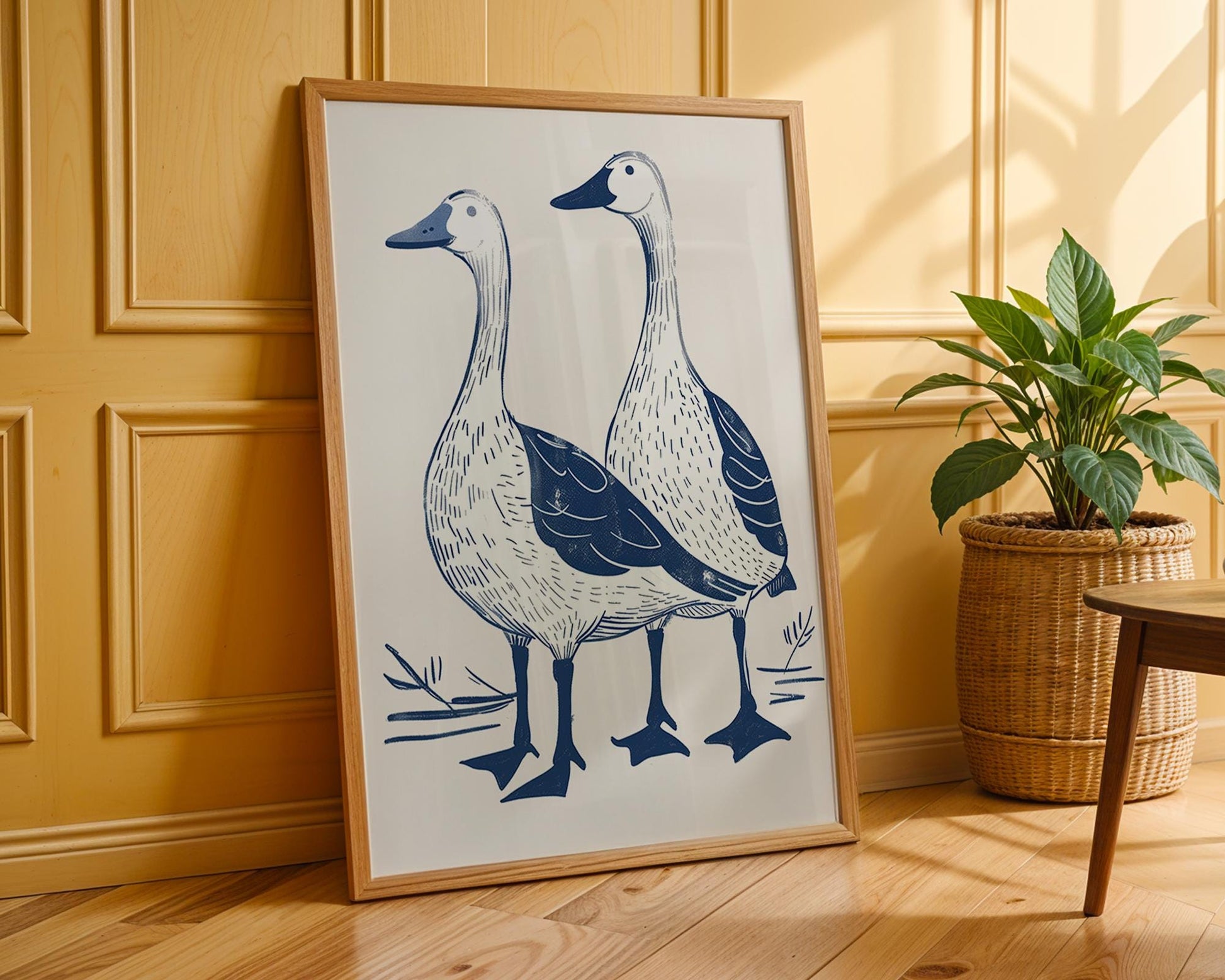 Blue Geese Farmhouse Print, Rustic Kitchen Wall Art wall art print, modern home decor, unframed artwork by Nomad & Nest