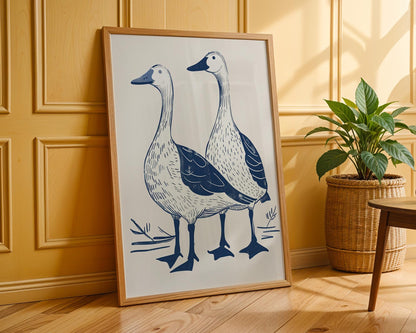 Blue Geese Farmhouse Print, Rustic Kitchen Wall Art wall art print, modern home decor, unframed artwork by Nomad & Nest