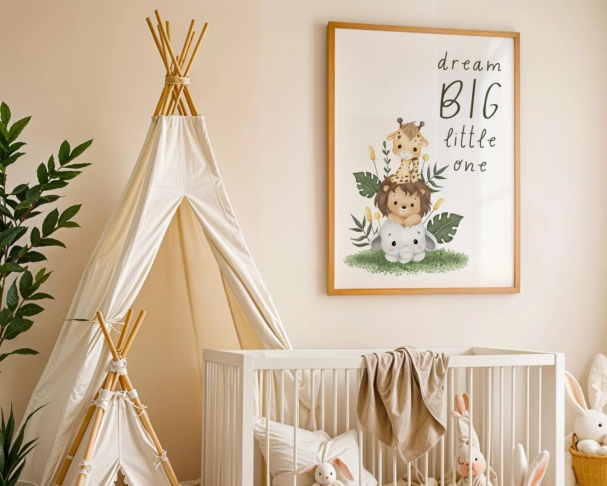 Playroom Ideas | Dream Big Little One Nursery Wall Art | Safari Animal Print wall art print, modern home decor, unframed artwork by Nomad & Nest