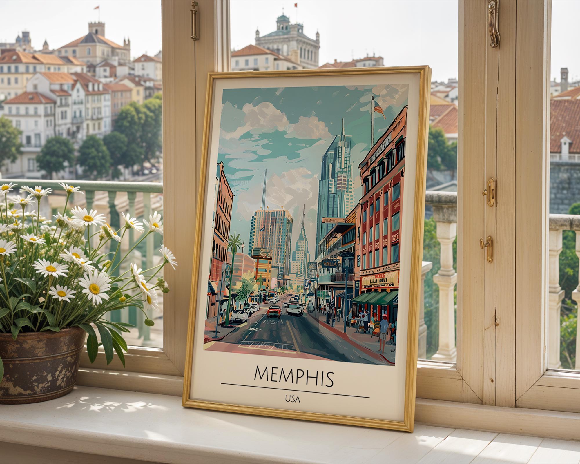 Memphis Tennessee Skyline Art Print | Modern City Street Scene wall art print, modern home decor, unframed artwork by Nomad & Nest