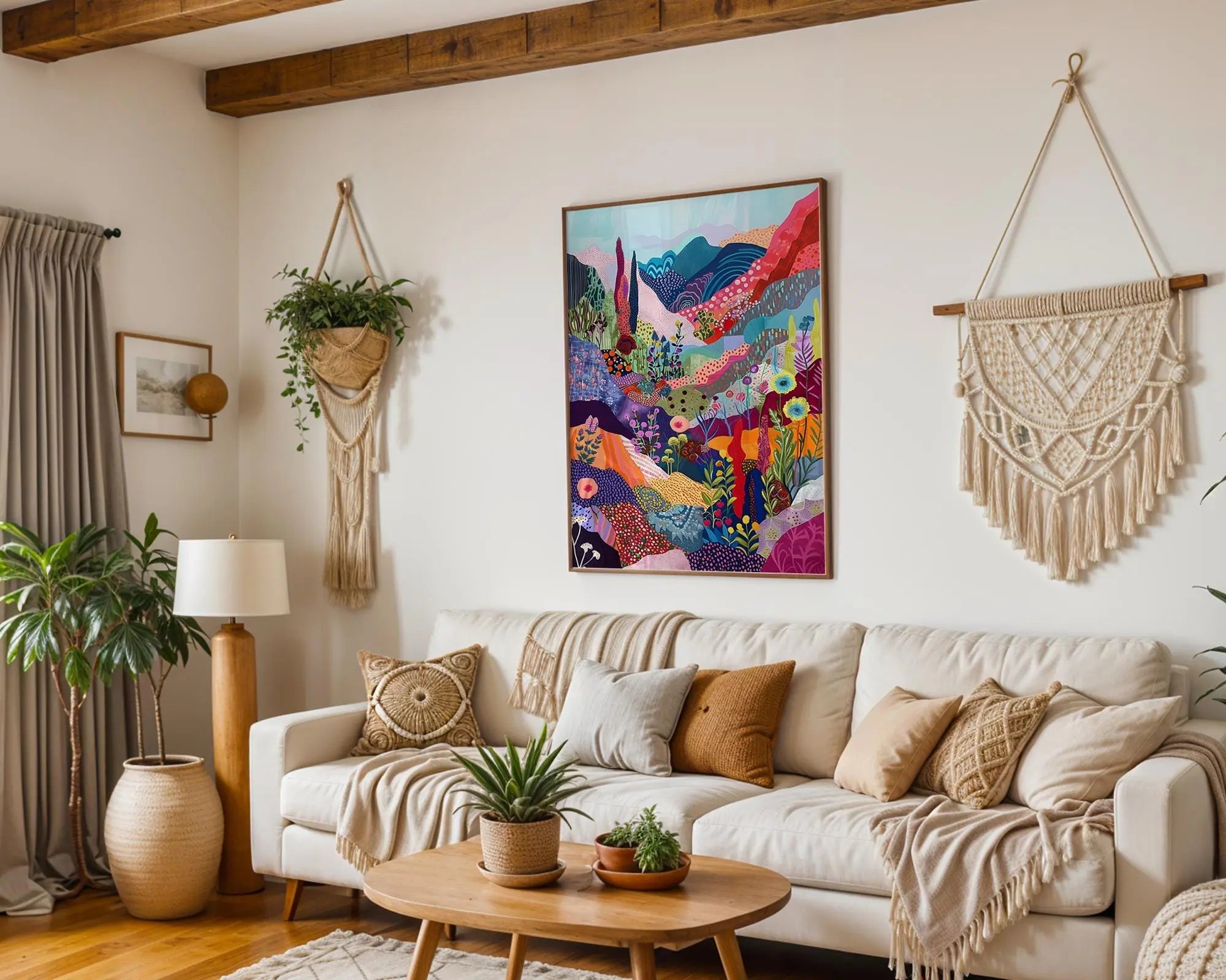 Modern Pop Art | Colorful Abstract Landscape  Print | Modern Floral Mountain Painting wall art print, modern home decor, unframed artwork by Nomad & Nest