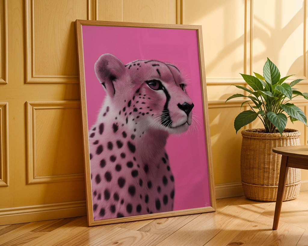 Pink Cheetah Art Print | Bold Animal Wall Decor wall art print, modern home decor, unframed artwork by Nomad & Nest