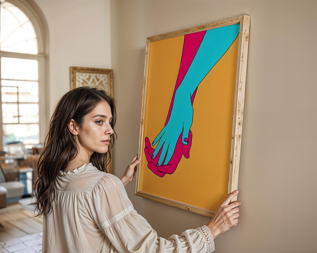 Modern Pop Art | Abstract Holding Hands  Print | Modern  Love Poster wall art print, modern home decor, unframed artwork by Nomad & Nest