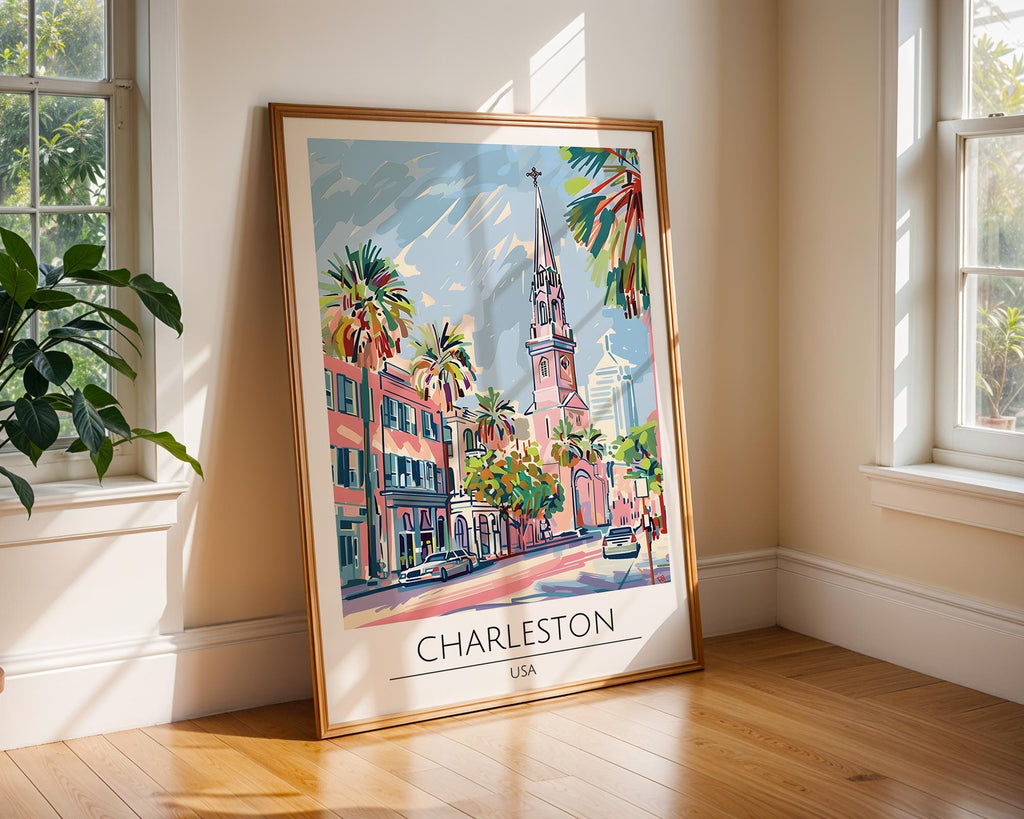 Charleston South Carolina Art Print | Pastel Southern Travel Poster wall art print, modern home decor, unframed artwork by Nomad & Nest