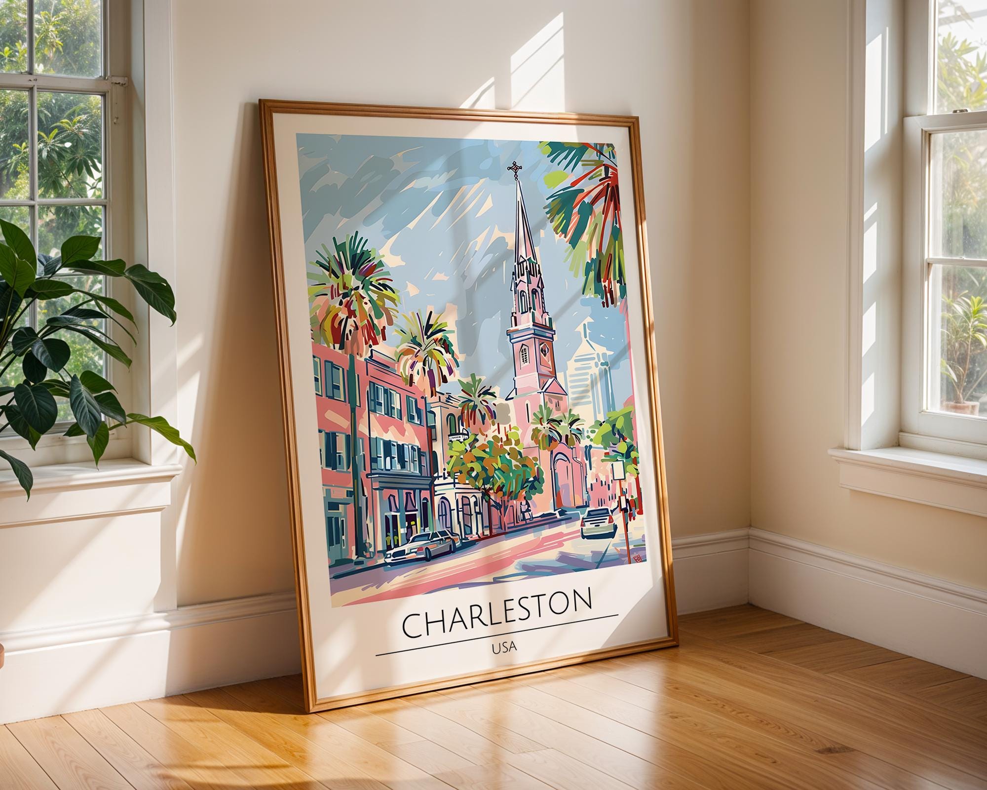 Charleston South Carolina Art Print | Pastel Southern Travel Poster wall art print, modern home decor, unframed artwork by Nomad & Nest