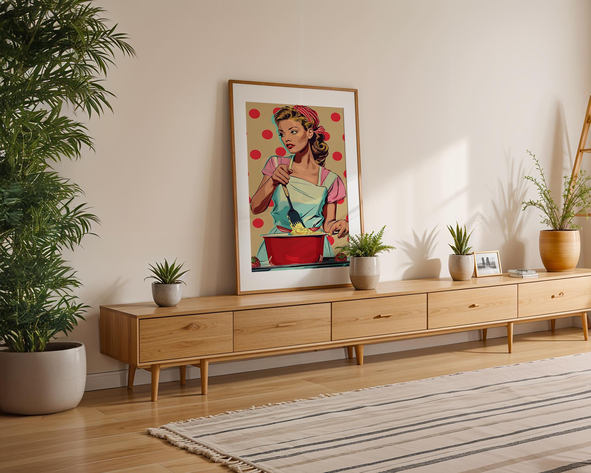 Modern Pop Art | 1950s Housewife Print | Retro  Kitchen  Decor wall art print, modern home decor, unframed artwork by Nomad & Nest