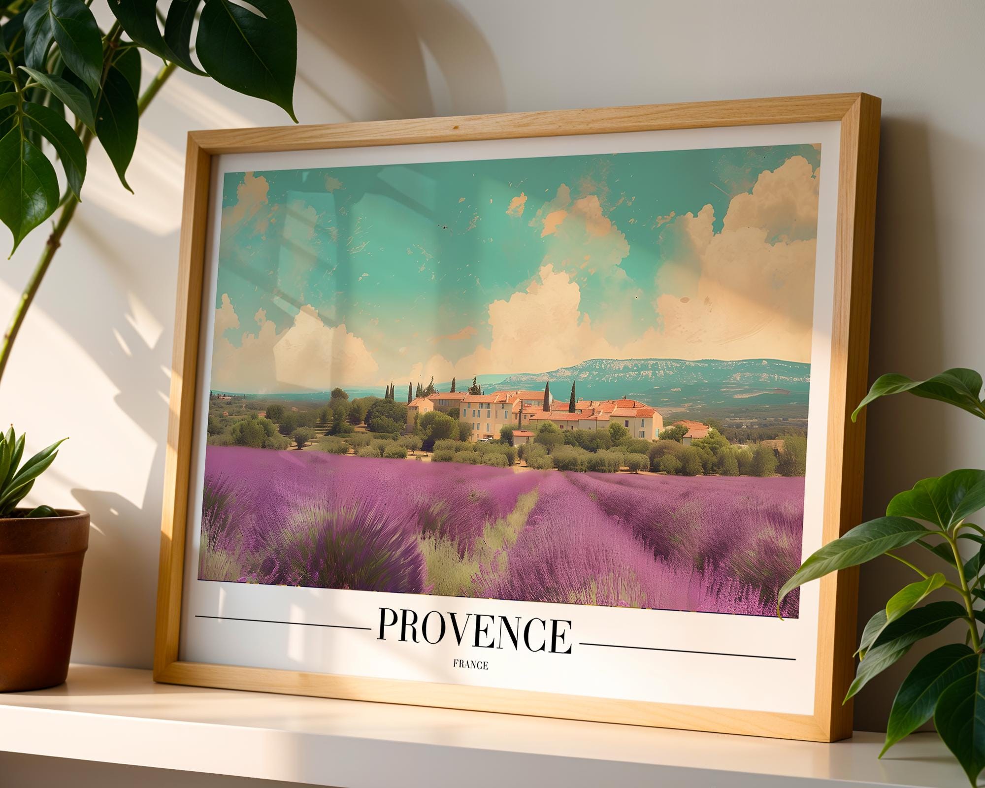 Provence Lavender Field Print | French Country Landscape Poster wall art print, modern home decor, unframed artwork by Nomad & Nest