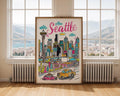 Seattle Skyline Art Print | Space Needle, Washington Travel Poster wall art print, modern home decor, unframed artwork by Nomad & Nest