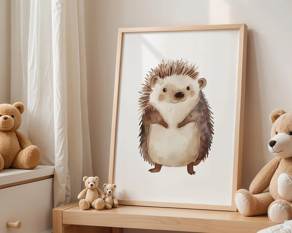 Playroom Ideas | Hedgehog Nursery Wall Art | Woodland Animal Baby Print wall art print, modern home decor, unframed artwork by Nomad & Nest