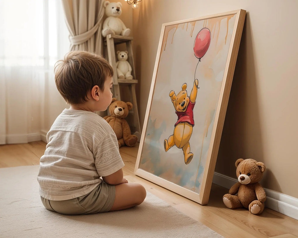 Playroom Ideas | Playful Bear Nursery Wall Art | Storybook Animal Baby Print wall art print, modern home decor, unframed artwork by Nomad & Nest