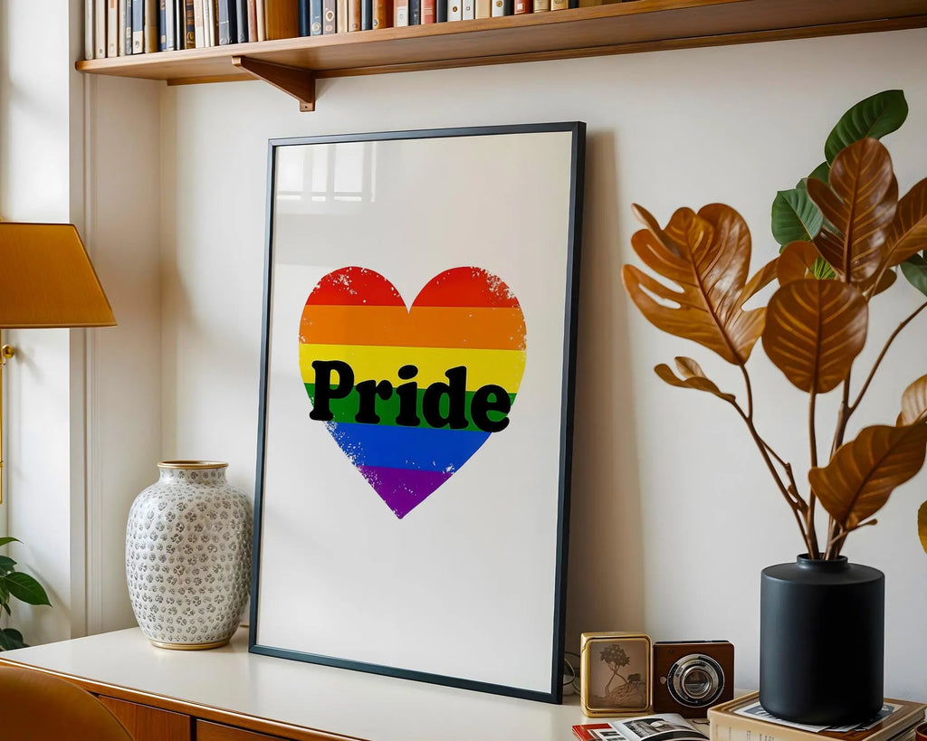 Positive Emotion | Rainbow Pride Heart Wall Art | LGBTQ Love Symbol Print | Minimal Equality Poster wall art print, modern home decor, unframed artwork by Nomad & Nest