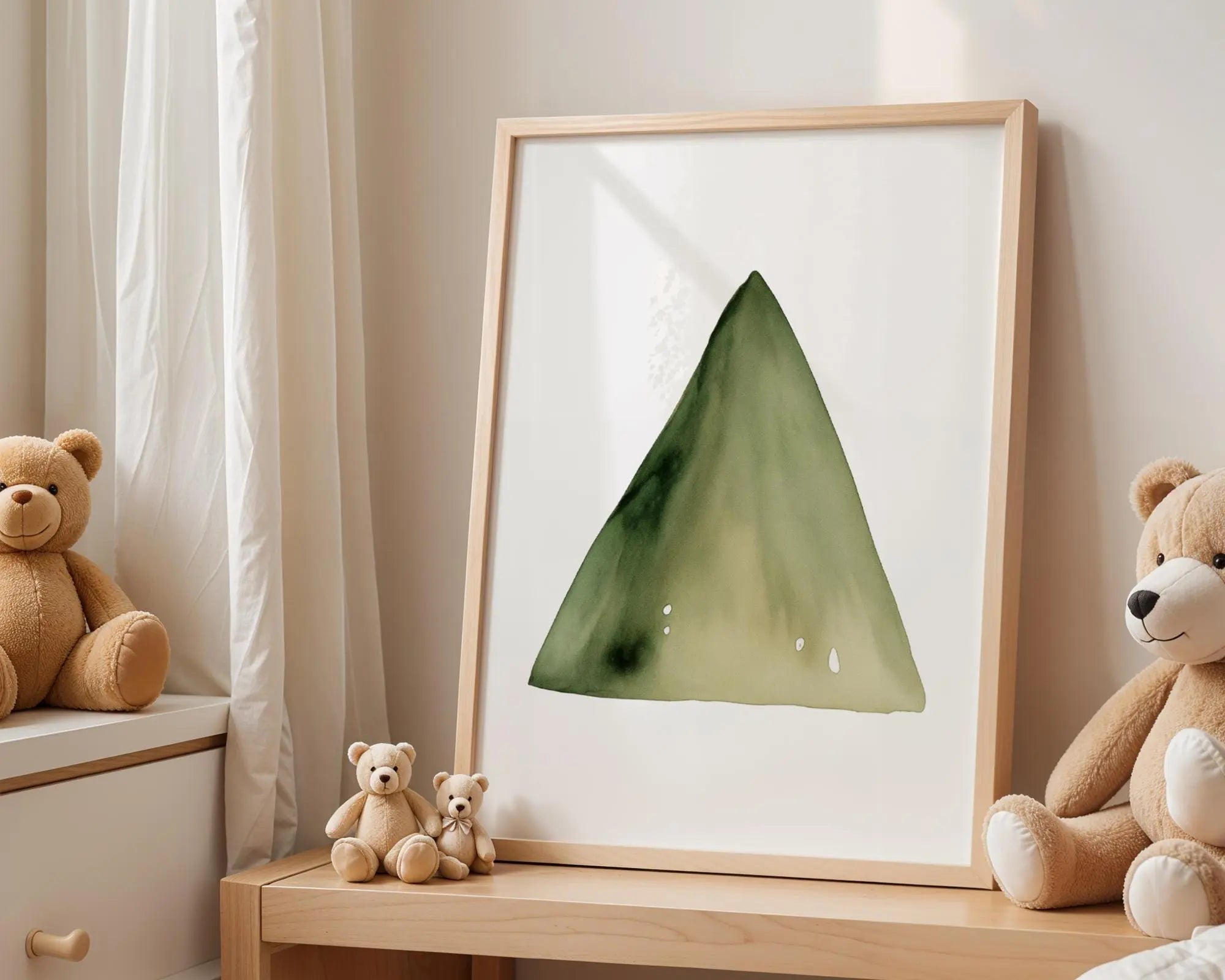 Playroom Ideas | Minimal Green Mountain Nursery Wall Art Adventure Decor wall art print, modern home decor, unframed artwork by Nomad & Nest