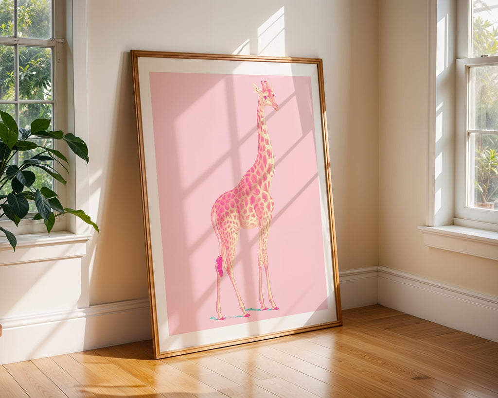 Pink Giraffe Print | Modern Animal Wall Art wall art print, modern home decor, unframed artwork by Nomad & Nest