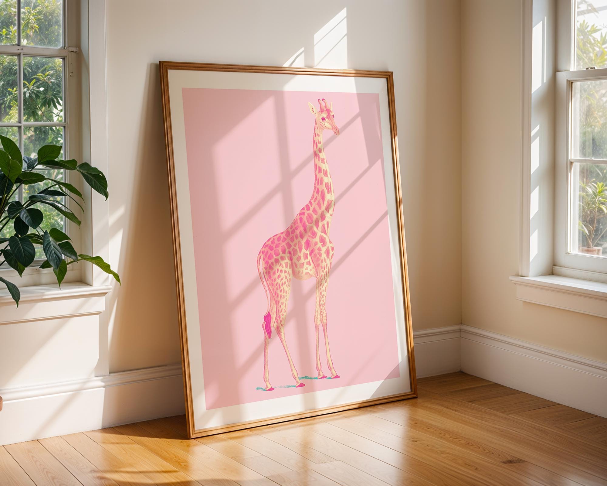 Pink Giraffe Print | Modern Animal Wall Art wall art print, modern home decor, unframed artwork by Nomad & Nest