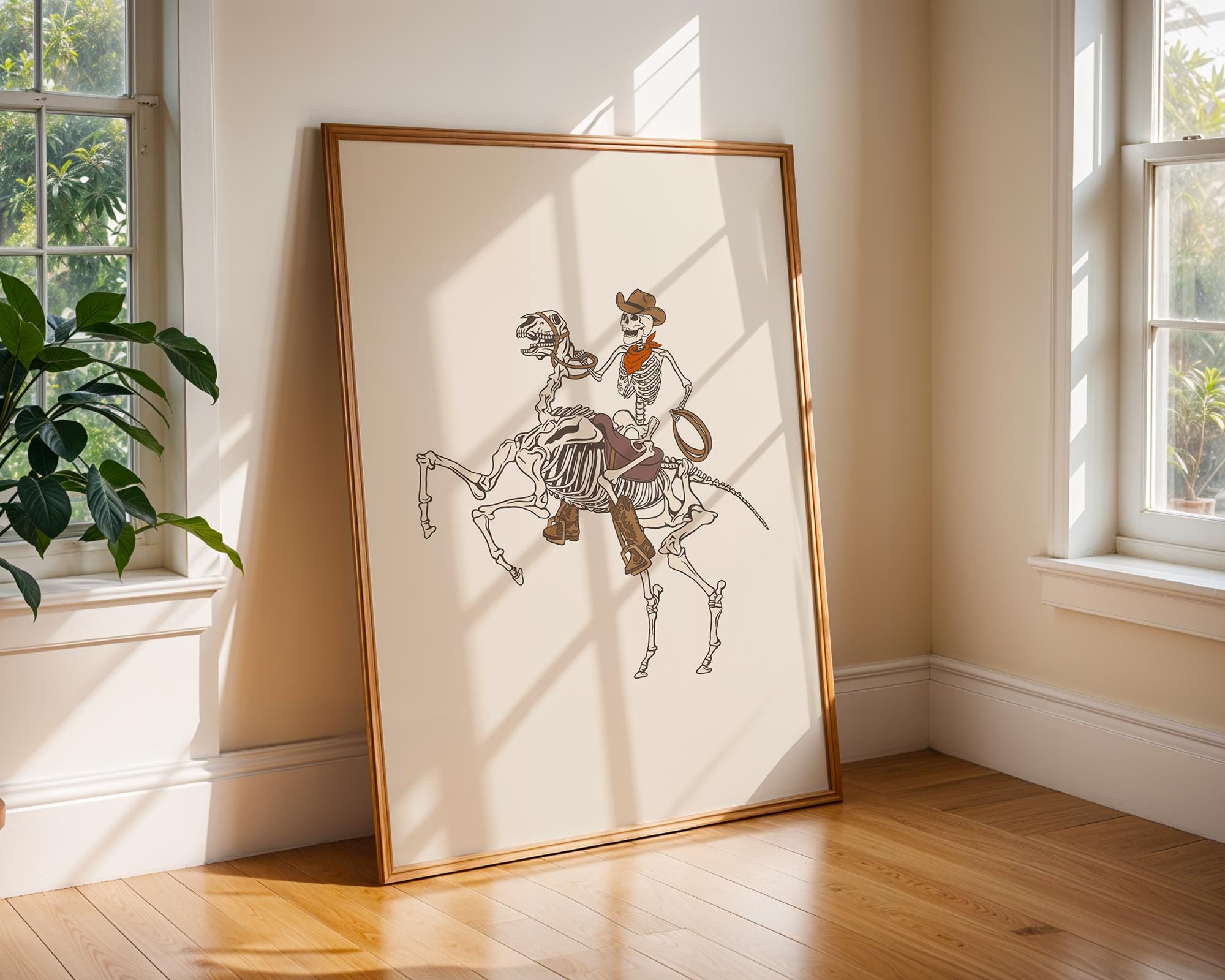 Skeleton Cowboy Print | Gothic Western Horse Rider Wall Art wall art print, modern home decor, unframed artwork by Nomad & Nest