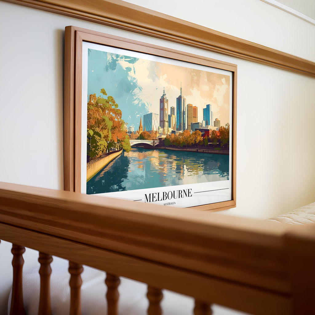Melbourne Australia Skyline Art Print | Modern Travel Poster wall art print, modern home decor, unframed artwork by Nomad & Nest