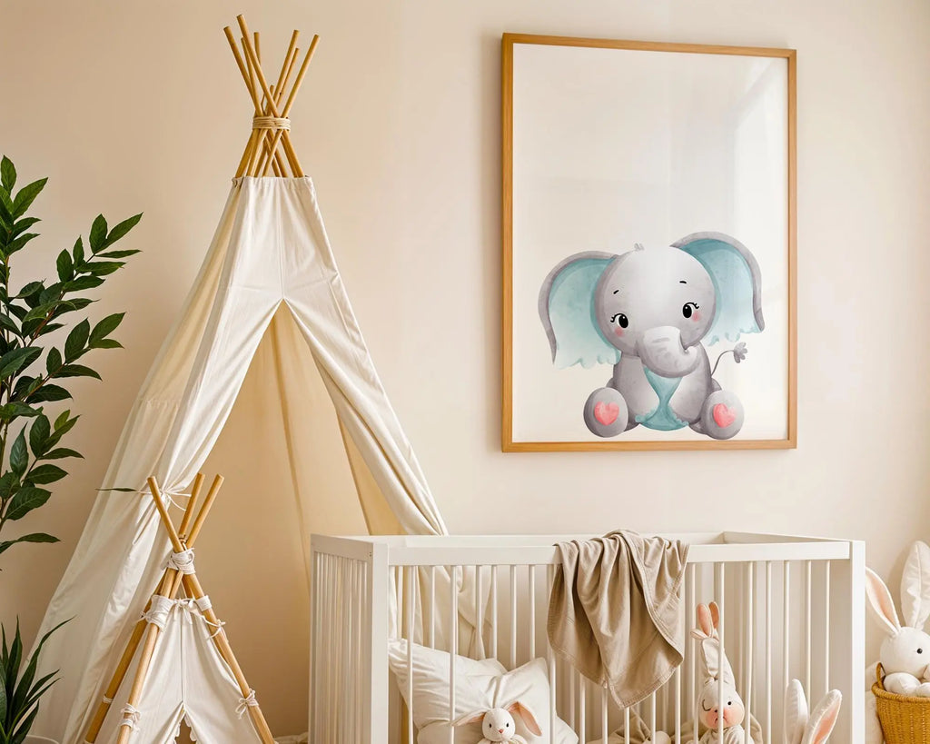 Playroom Ideas | Elephant Nursery Print | Fun Sitting Animal Wall Art wall art print, modern home decor, unframed artwork by Nomad & Nest