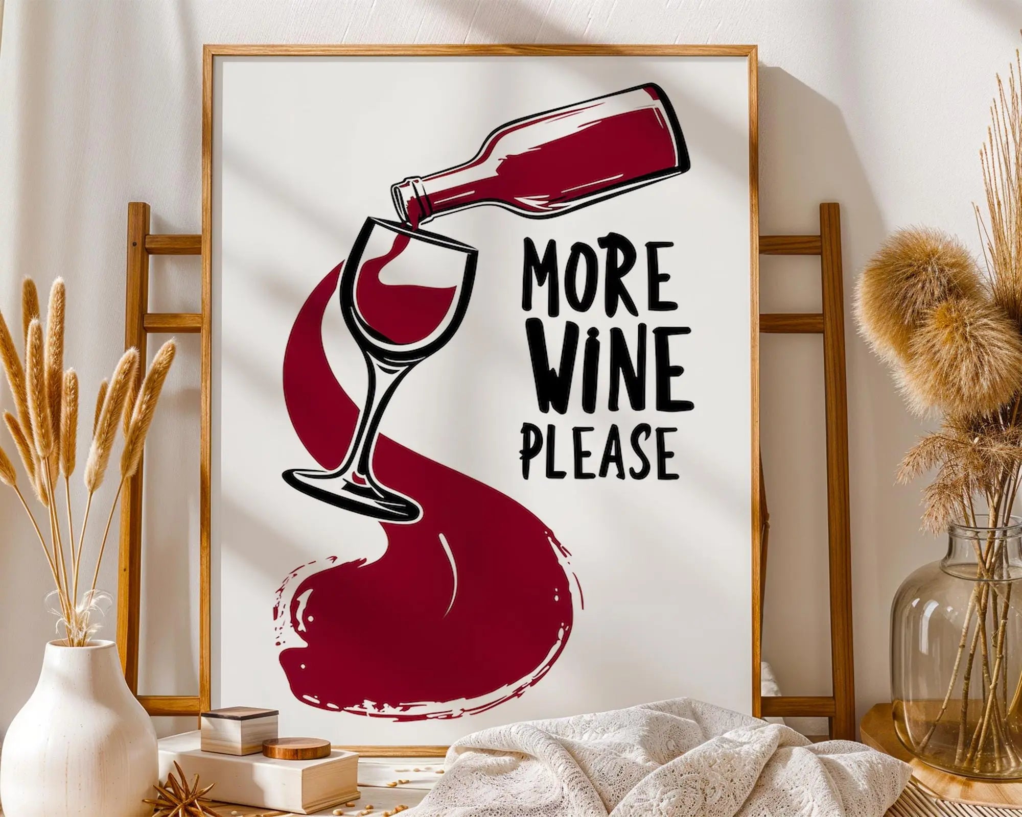 Positive Emotion | More Wine Please Print – Funny Kitchen & Bar Wall Art wall art print, modern home decor, unframed artwork by Nomad & Nest