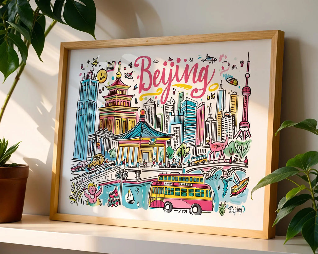 Beijing China Travel Poster | Colorful Asian City Art Print wall art print, modern home decor, unframed artwork by Nomad & Nest