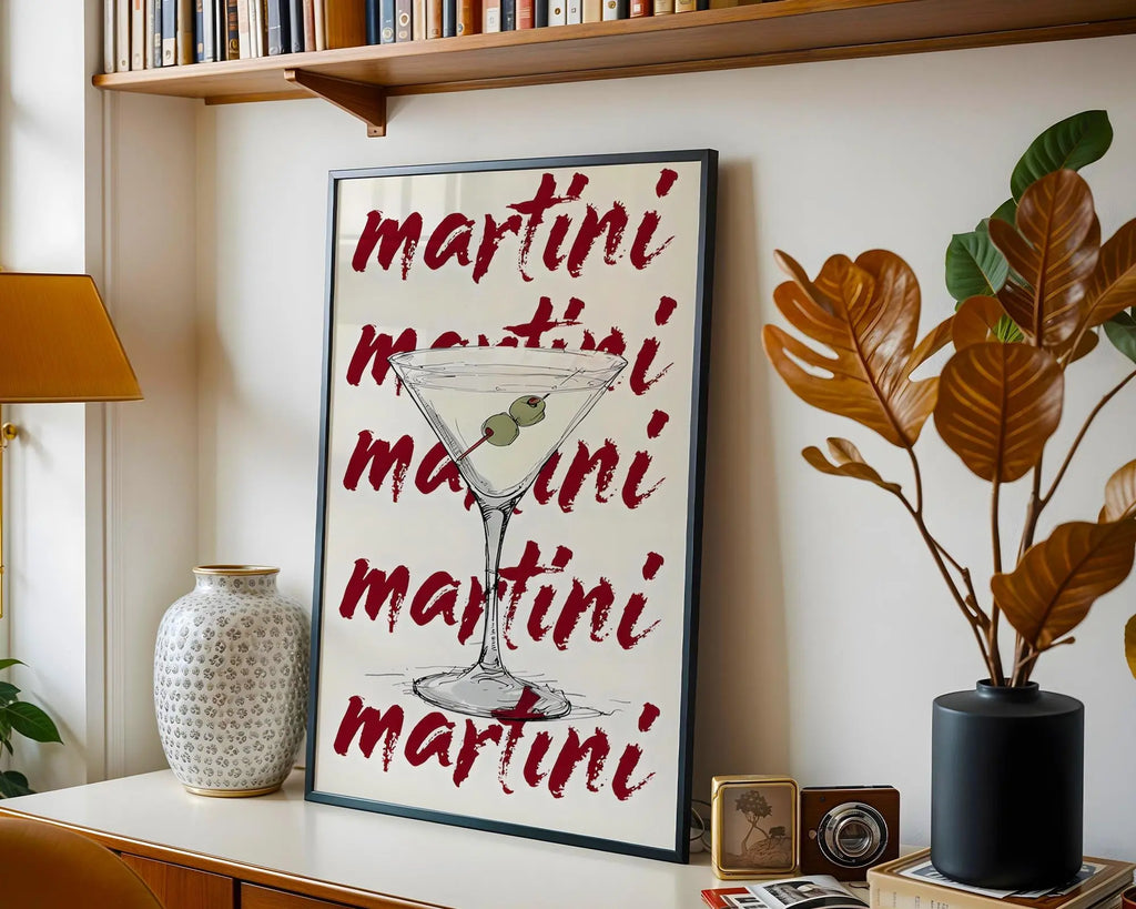 Martini Cocktail Print – Bold Typography Bar Cart Art wall art print, modern home decor, unframed artwork by Nomad & Nest