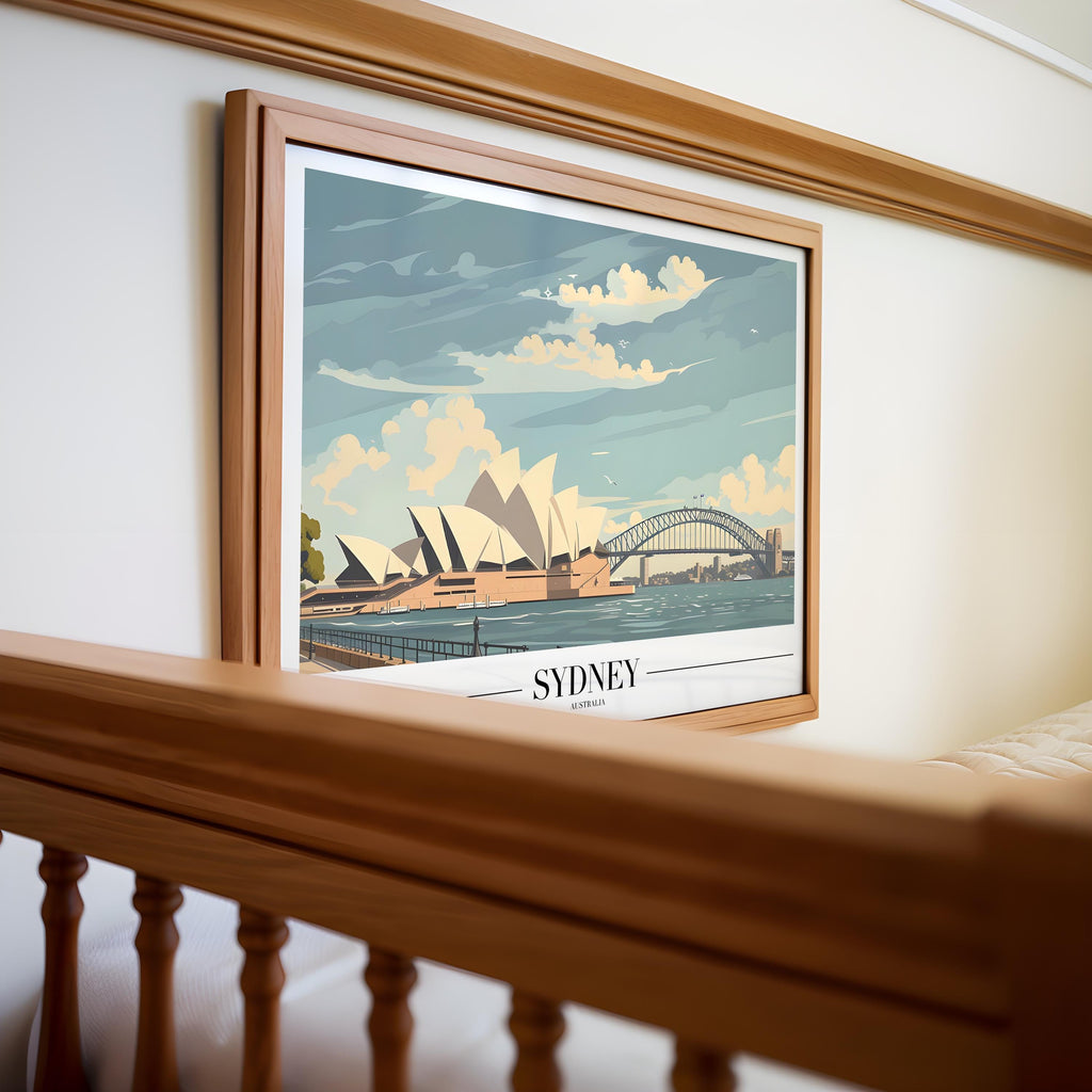 Sydney Harbour Art Print | Opera House & Bridge Travel Poster wall art print, modern home decor, unframed artwork by Nomad & Nest