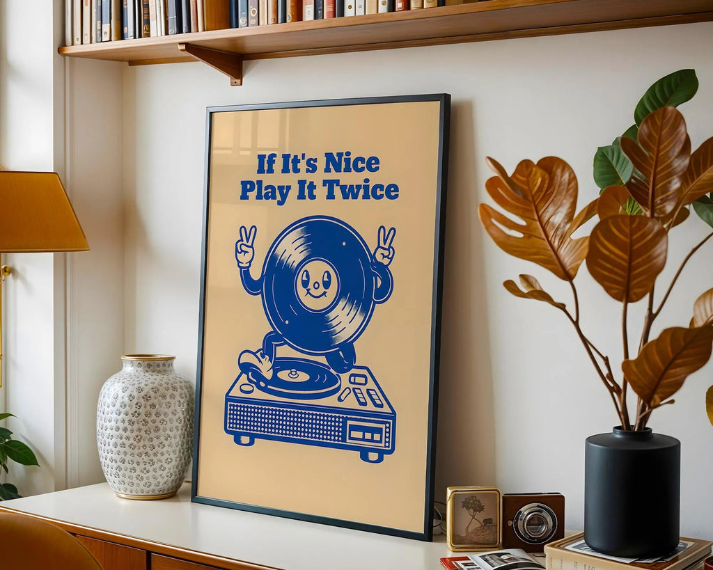 Vinyl Record Print | Retro DJ Art, Music Lover Gift wall art print, modern home decor, unframed artwork by Nomad & Nest