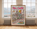 Newcastle Cityscape Art Print | Quirky England Travel Poster wall art print, modern home decor, unframed artwork by Nomad & Nest