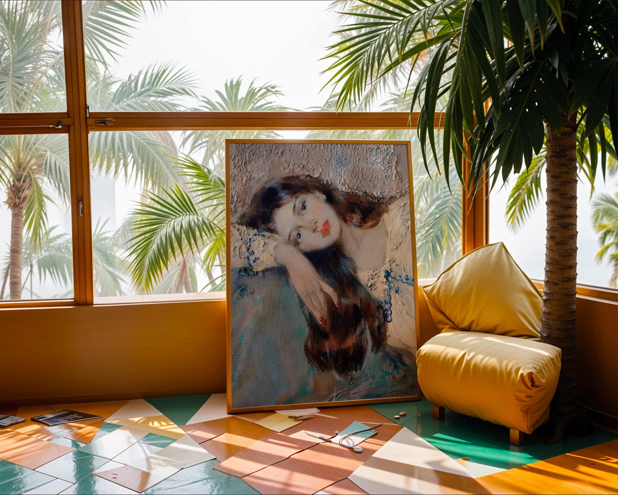 Dreamy Woman Portrait Art Print | Impressionist Textured Poster wall art print, modern home decor, unframed artwork by Nomad & Nest