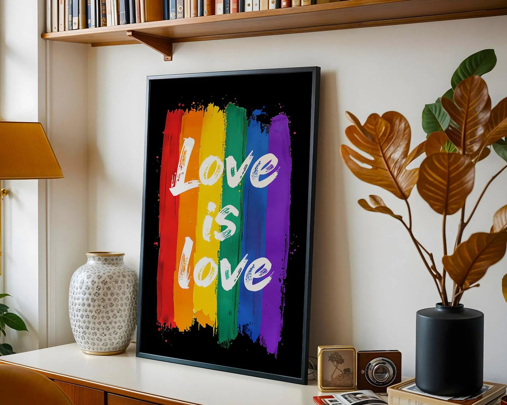 Positive Emotion | Love Is Love Rainbow Wall Art | Pride Typography Poster | LGBTQ+ Statement Print wall art print, modern home decor, unframed artwork by Nomad & Nest