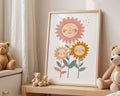 Playroom Ideas | Sunflower Friends Nursery Art | Boho Floral Wall Print wall art print, modern home decor, unframed artwork by Nomad & Nest