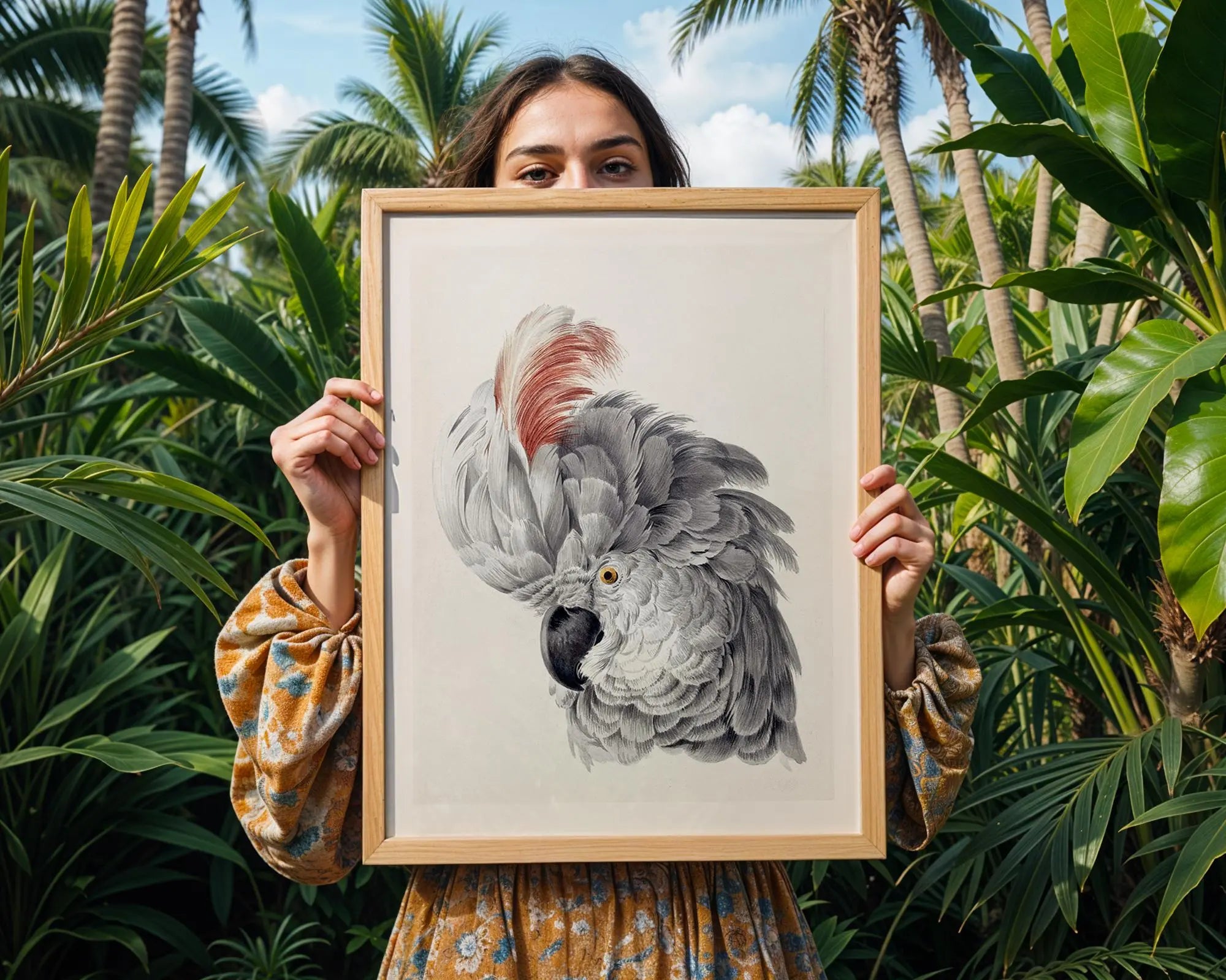 Vintage Style Cockatoo Print | Tropical Bird Wall Art wall art print, modern home decor, unframed artwork by Nomad & Nest