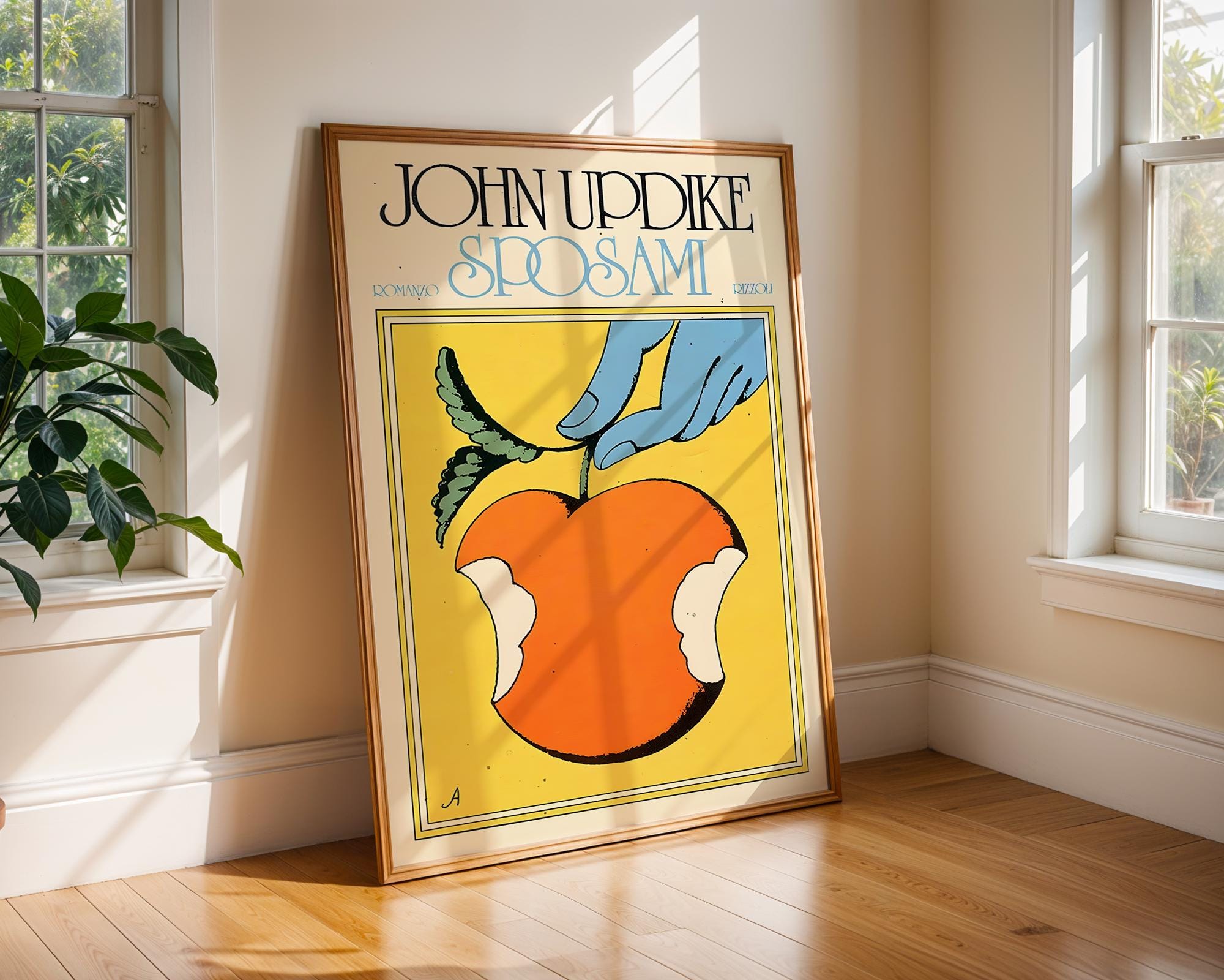 Retro Pop Art Apple Print | Vintage Book Cover Illustration wall art print, modern home decor, unframed artwork by Nomad & Nest