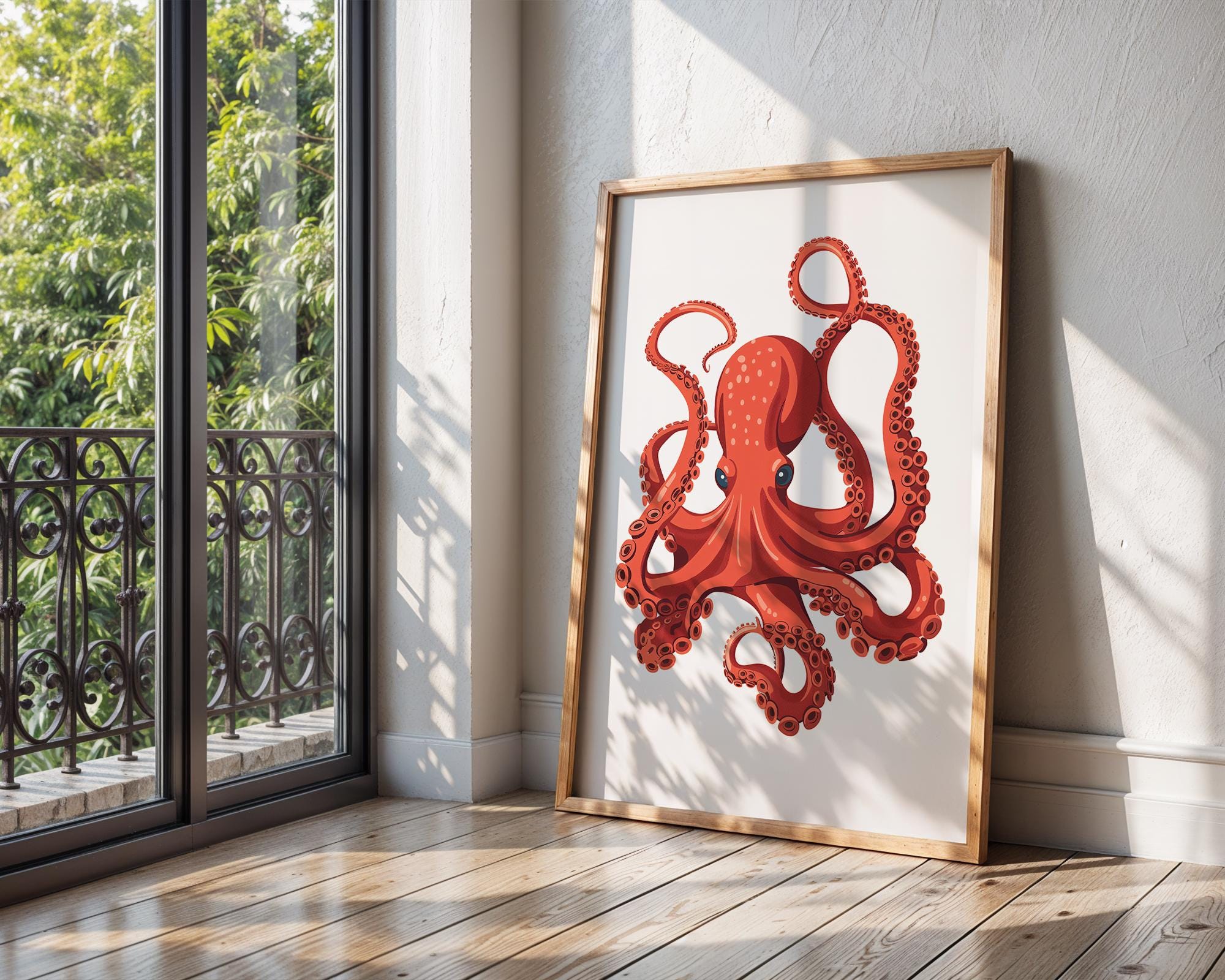 Orange Octopus Art Print | Modern Marine Nursery Decor wall art print, modern home decor, unframed artwork by Nomad & Nest