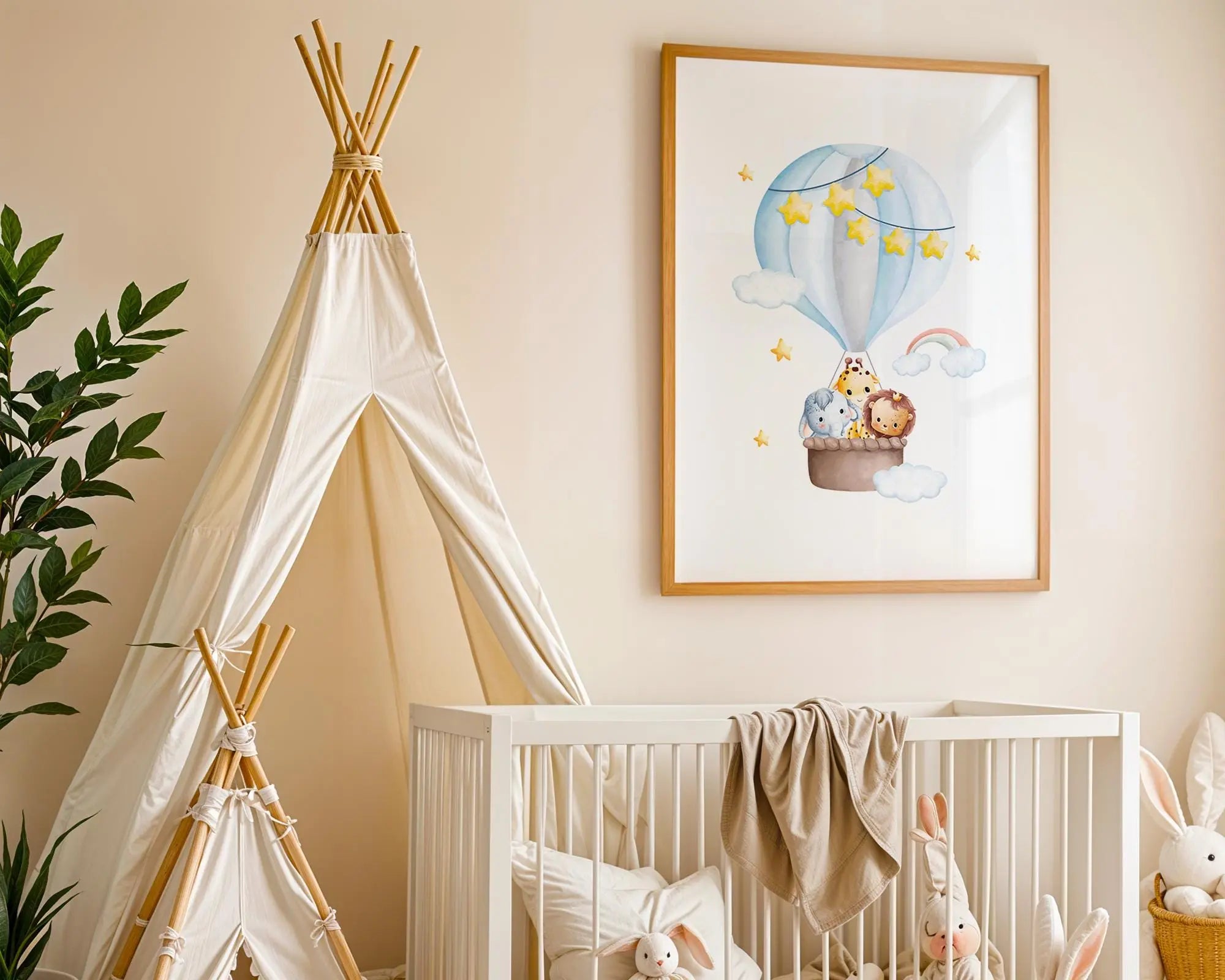 Playroom Ideas | Safari Balloon Nursery Art | Elephant Lion Giraffe Print wall art print, modern home decor, unframed artwork by Nomad & Nest