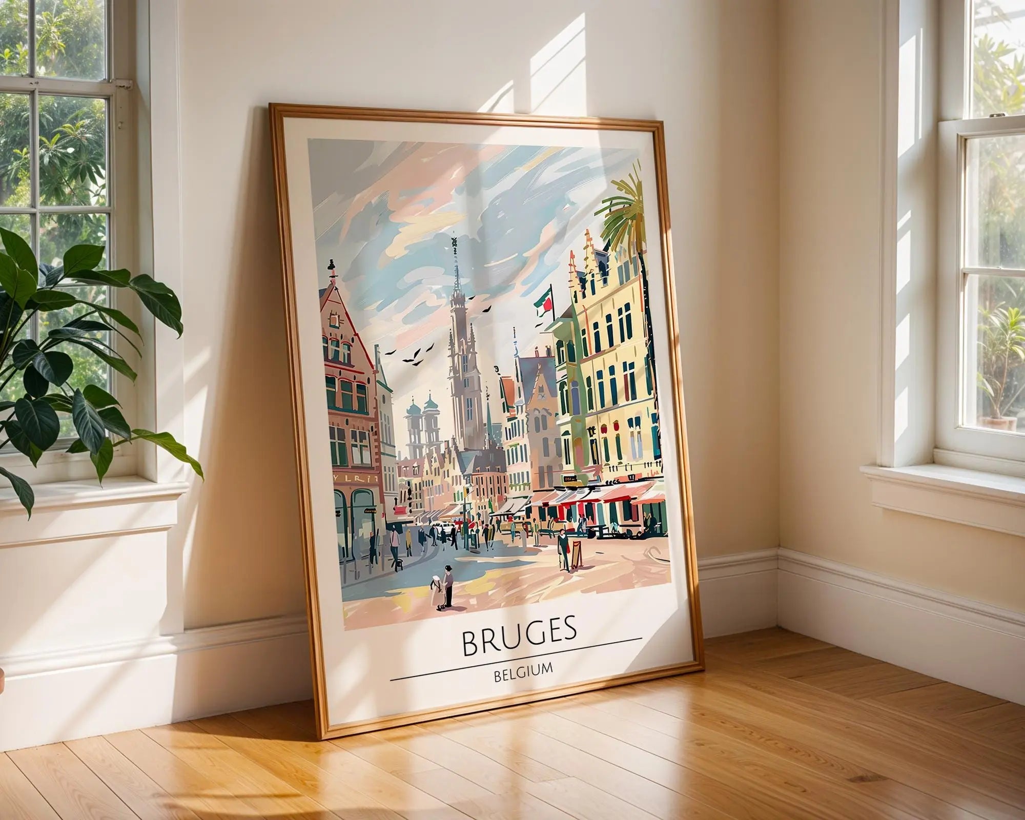 Bruges Belgium Travel Poster | European Architecture Print wall art print, modern home decor, unframed artwork by Nomad & Nest