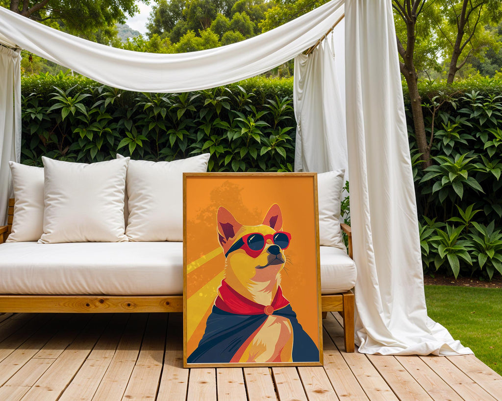 Superhero Dog Print | Retro Pop Art Pet Lover Gift wall art print, modern home decor, unframed artwork by Nomad & Nest