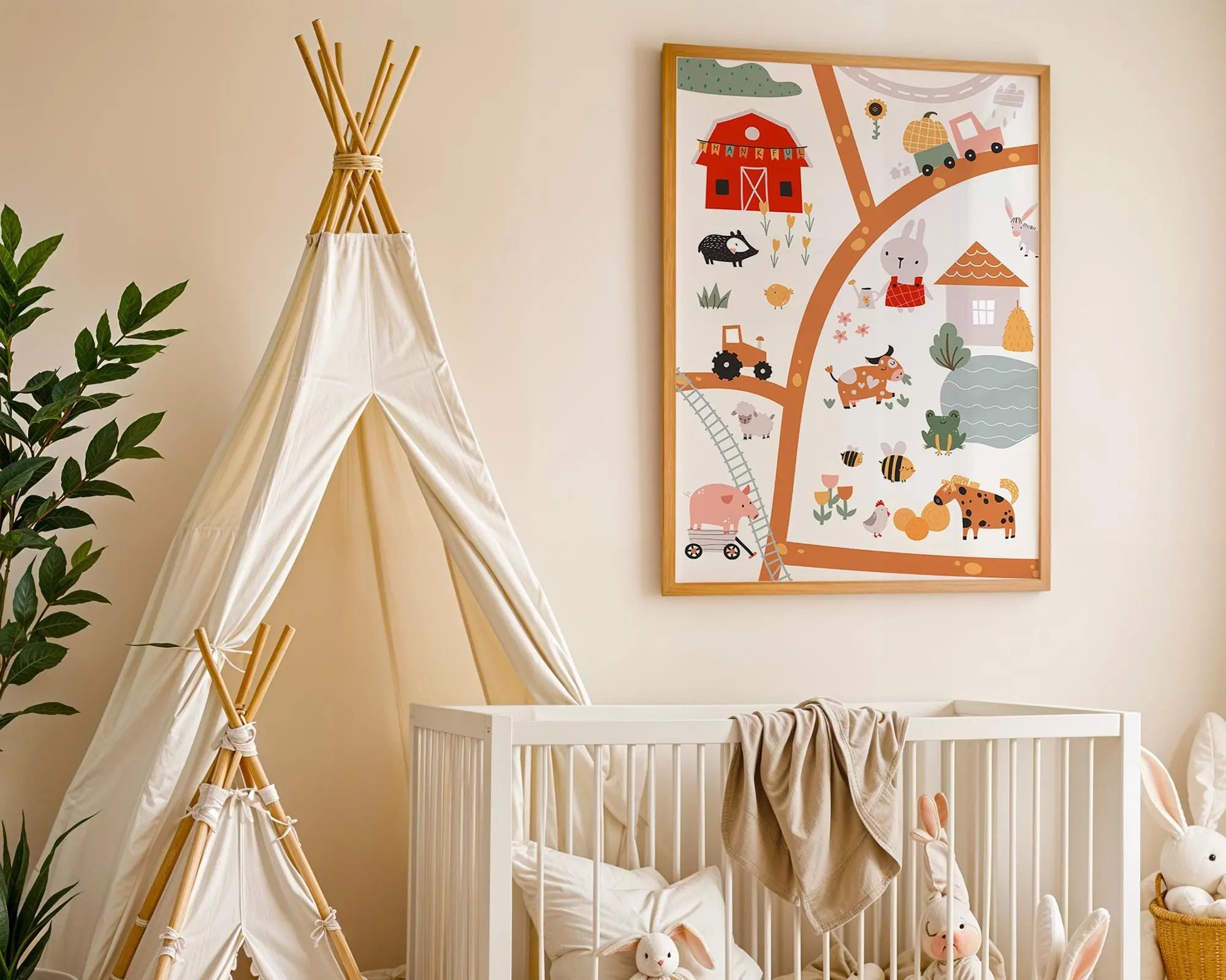 Playroom Ideas | Farm Animal Nursery Art Print | Playroom Countryside Decor wall art print, modern home decor, unframed artwork by Nomad & Nest