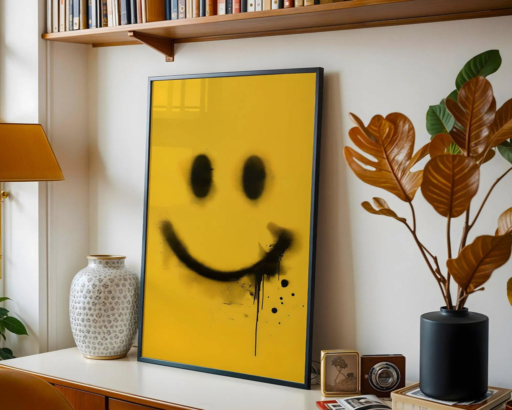 Positive Emotion | Graffiti Smile Wall Art | Street Art Smiley Face | Bold Modern Statement Poster wall art print, modern home decor, unframed artwork by Nomad & Nest